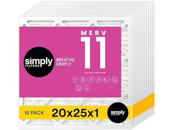 Simply Filters MERV 11, MPR 1000 Air Filter (12 Pack) - HVAC, AC, Furnace, Pleated Air Filter - Choose Size
