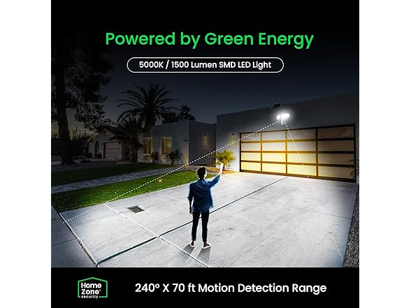 Home Zone Security Solar Floodlights Outdoor with Motion Sensor 40’ x 180° (2-Pack)