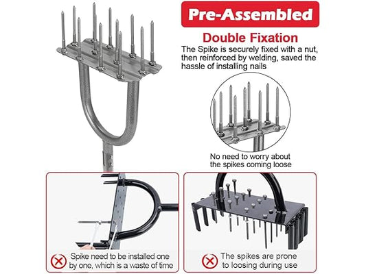Lawn Aerator Tool, 43.3" Pre-Assembled Lawn Aerator with 12 3.5" Lengthened Iron Spikes, Efficient Manual Grass Spikes Aerator for Yard Aerating, Garden Tools, Easy to Use