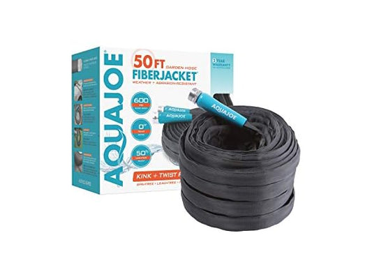 Aqua Joe AJFJH50-58-PRO FiberJacket Non-Expanding Kink-Free Ultra-Lightweight Drinking Water Safe Hose ft, 50-Feet x 5/8-Inch