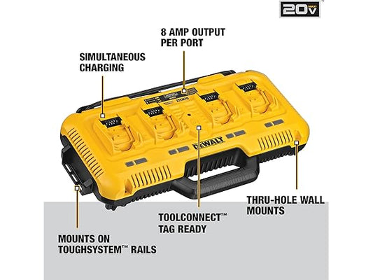 DEWALT DCB104 20V MAX* Rapid Charger, 4-Port