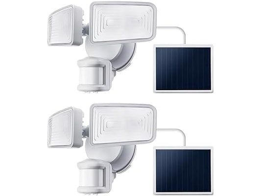 Home Zone Security Solar Floodlights Outdoor with Motion Sensor 40’ x 180° (2-Pack)