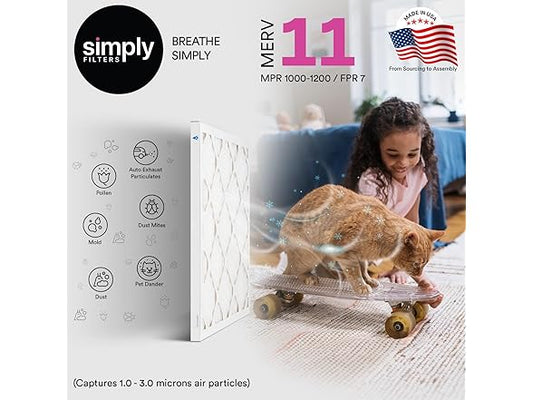 Simply Filters MERV 11, MPR 1000 Air Filter (12 Pack) - HVAC, AC, Furnace, Pleated Air Filter - Choose Size