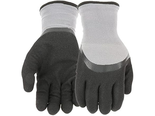 Men's Thermal Sandy Nitrile Dipped Winter Work Gloves, Acrylic Lined, Water Resistant, Abrasion Resistant, Cold Weather Protection, Black/Gray, Large (93067- 3 Pairs))