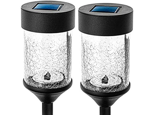 Home Zone Security Solar LED Large Glass Pathlight, 2-Pack