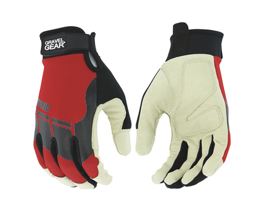 Gravel Gear 86223GG Men's Hybrid Leather Performance Work Gloves - Choose Size