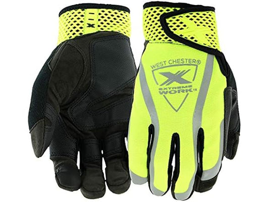 Extreme Work® 88208 VizX Gloves  Safety Performance w/ Suede Palm, Hook and Loop Cuff, XTouch Index Finger - Choose Size